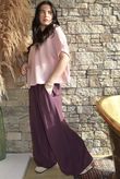 Basso Shirring Wide Leg Pant Deep Damson